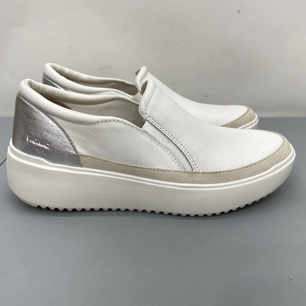 Vionic Kearny Platform Slip On Sneakers Loafers Comfort Leather White Womens 8.5